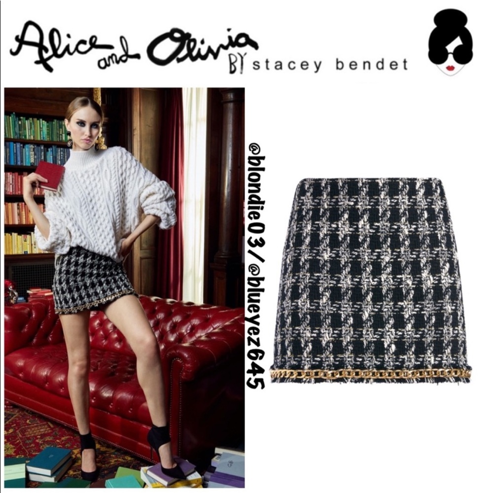 Alice + Olivia Elana Chain Trim Mini Skirt 4
